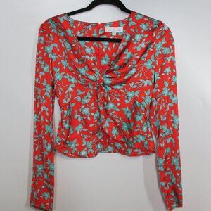 Love Whit Women's Red Blue Floral Blouse XS